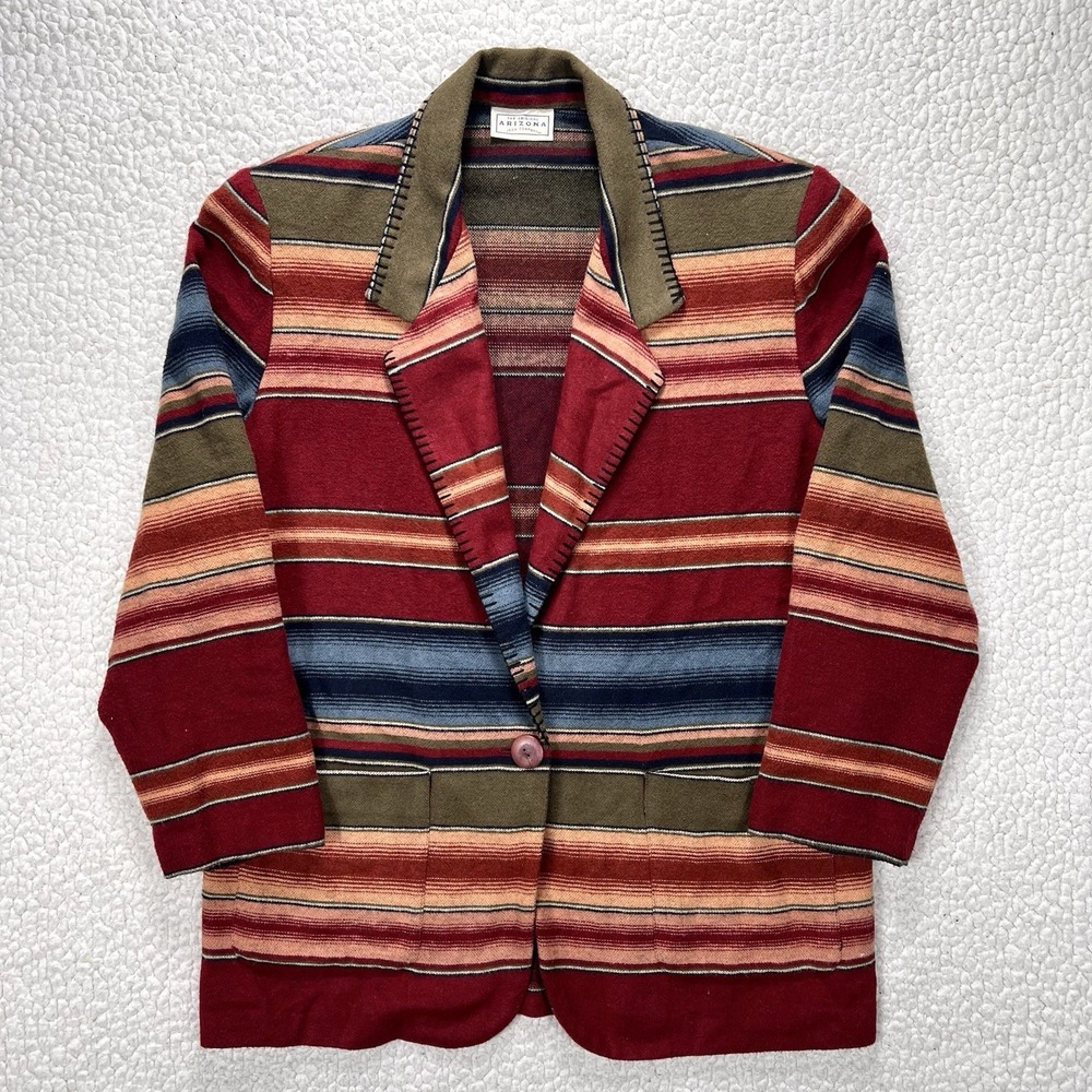 Arizona Jean Co Southwestern Jacket Women's Large Striped Western Boho Aztec‎